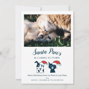 Funny Pet Photo Santa Tassar Cat Hund jul Julkort