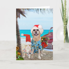 Funny Pets Hawaiian/Surfer jul Helgkort