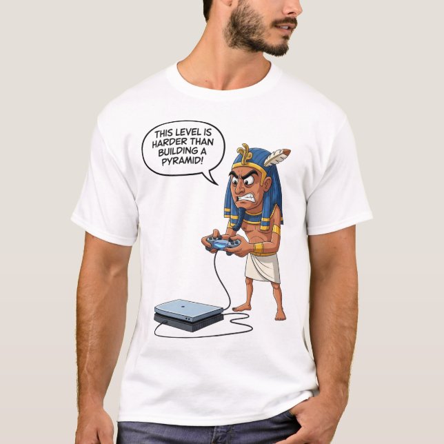Funny Pharaoh Gamer T Shirt (Framsida)