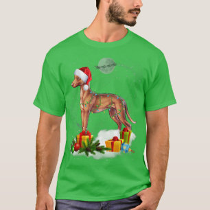 Funny Pharaoh Hound Hund jul Ljus Santa Hat T Shirt