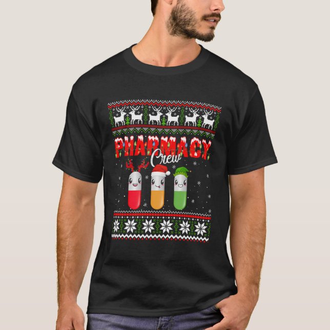 Funny Pharmacy Crew Funny Pills God jul Ug T Shirt (Framsida)