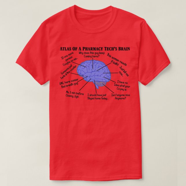 Funny Pharmacy Tech Brain T Shirt (Design framsida)