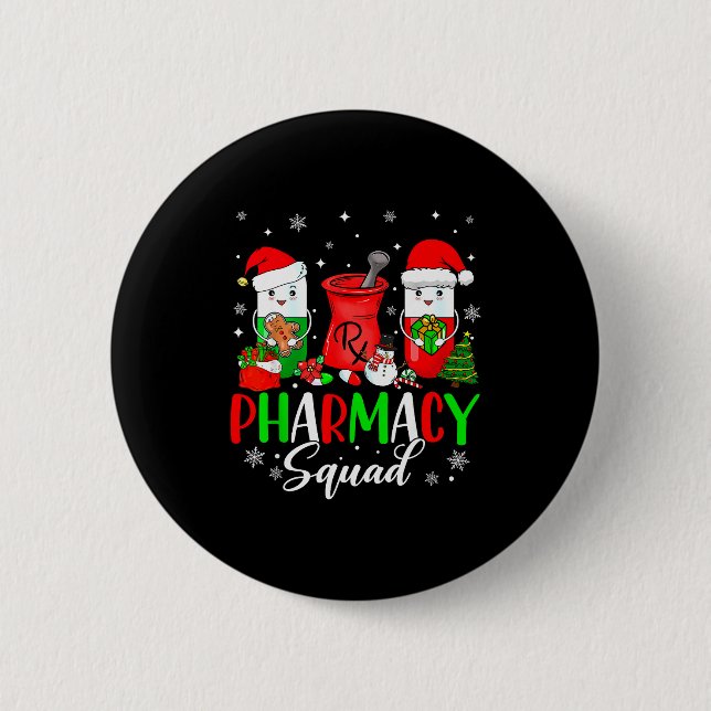 Funny Pharmacy Tech Squad Christmas Matching Holid Knapp (Framsida)