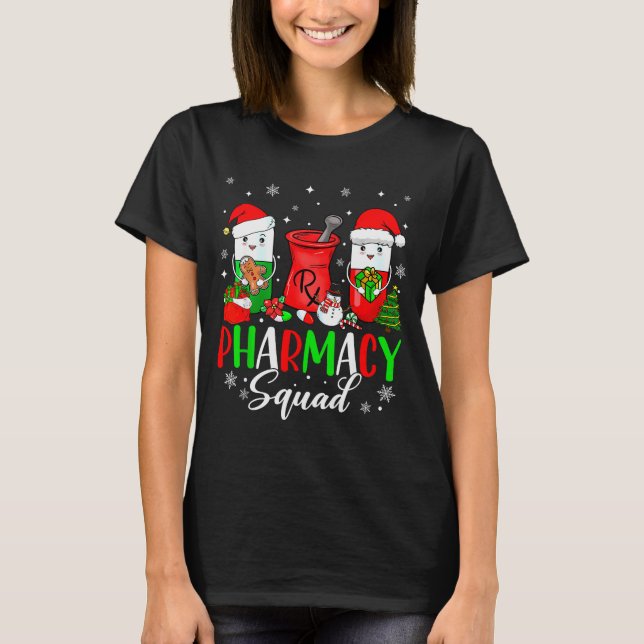 Funny Pharmacy Tech Squad Christmas Matching Holid T Shirt (Framsida)