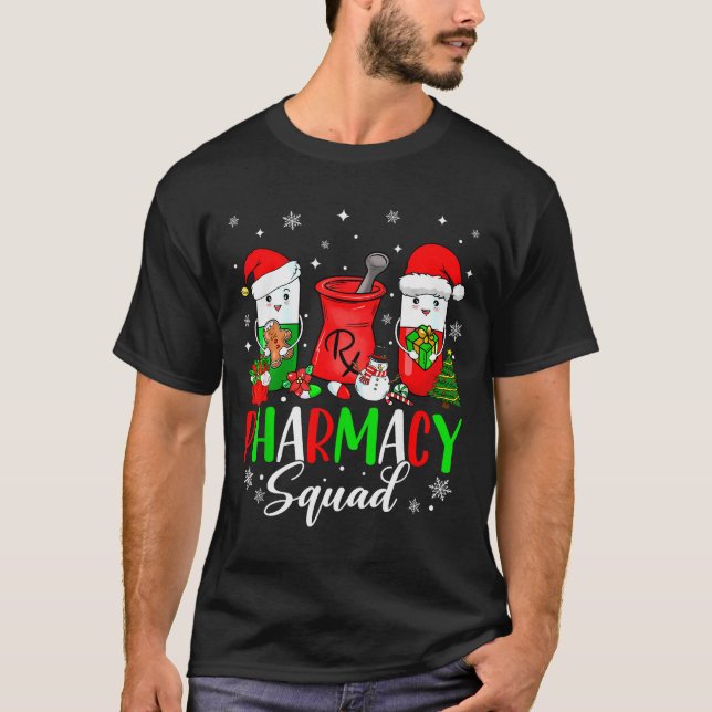 Funny Pharmacy Tech Squad Christmas Matching Holid T Shirt (Framsida)