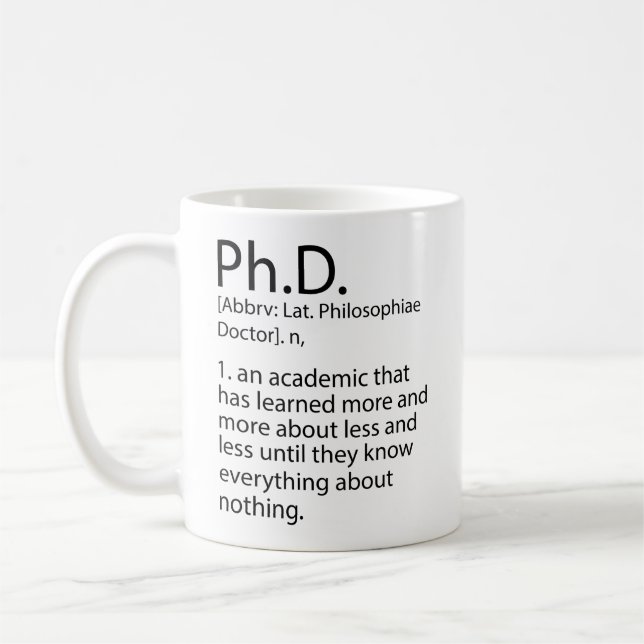 Funny PhD-definitionsordlista, Coola PhD Kaffemugg (Vänster)