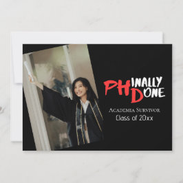 Funny PhD Graduation Phinally Done Photo Inbjudningar