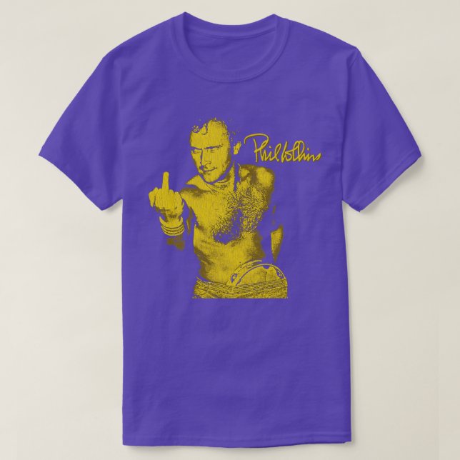 Funny Phil Collins Fläkt Art Gult Guld T Shirt (Design framsida)