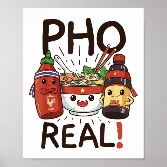 Funny Pho ThreadCo. Roligt Vietnamese Pho Noodle S Poster (Framsidan)