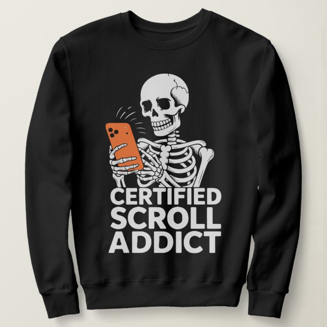 Funny Phone Addiction – Certified Scroll Addict  T Shirt (Design framsida)