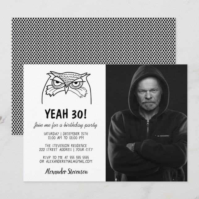 Funny Photo 30års födelsedag Inbjudningar (Fram/baksida)