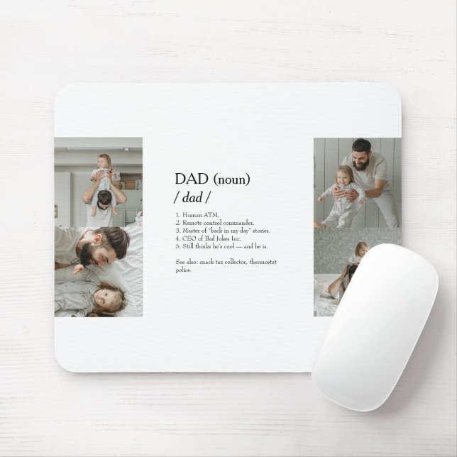 Funny Photo Collage Mousepad med Pappa-definitione Musmatta (Med mus)