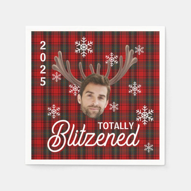 Funny Photo Face Blitzened Christmas Custom Gift Pappersservett (Framsidan)