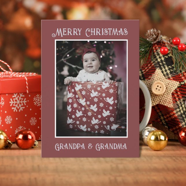 Funny Photo | God jul Grandpa Grandma Julkort (Skapare uppladdad)