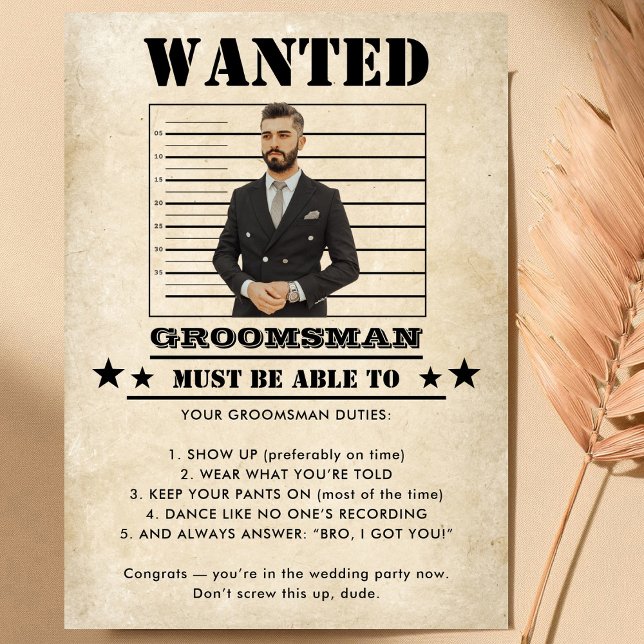 Funny Photo Groomsman  Invitation (Skapare uppladdad)