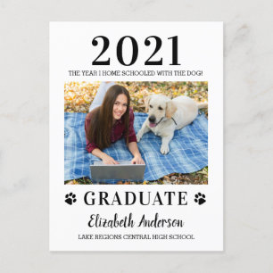 Funny Photo Home School Hund Class 2021 Studenten Inbjudan Vykort