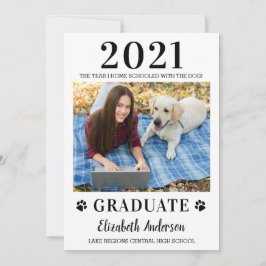 Funny Photo Home School Hund Class 2021 Studenten Inbjudningar