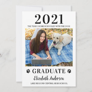 Funny Photo Home School Hund Class 2021 Studenten Inbjudningar