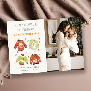 Funny Photo Winter jul Hearts Ugly Sweater Julkort