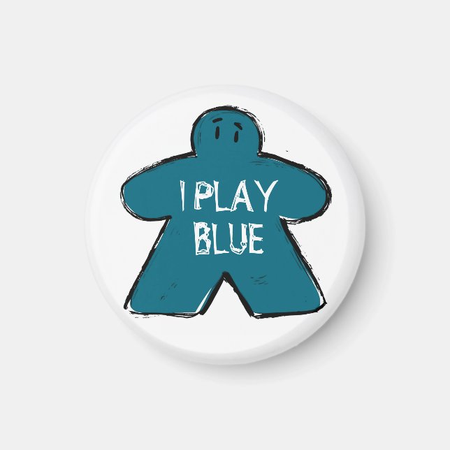 Funny Phrase Grunge Blue Meeple Board Gamer  Magnet (Framsidan)