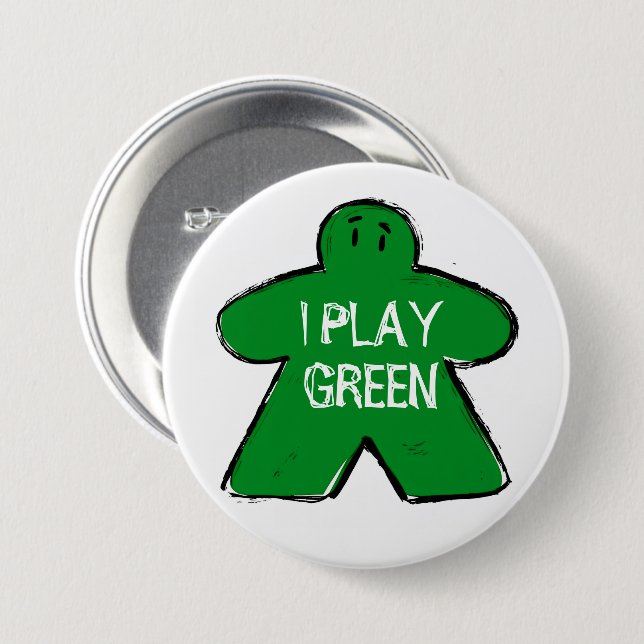 Funny Phrase Grunge Green Meeple Board Gamer  Knapp (Framsida & baksida)