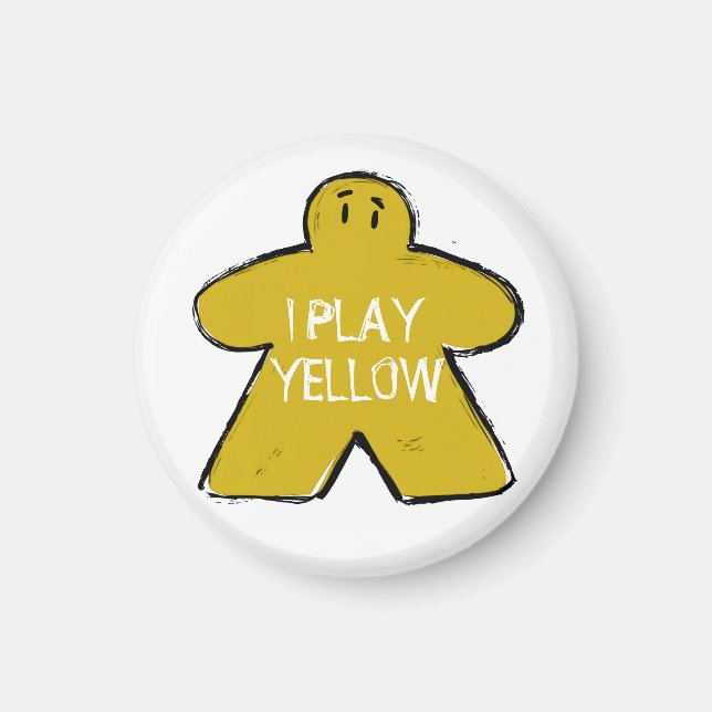Funny Phrase Grunge Yellow Meeple Board Gamer  Magnet (Framsidan)