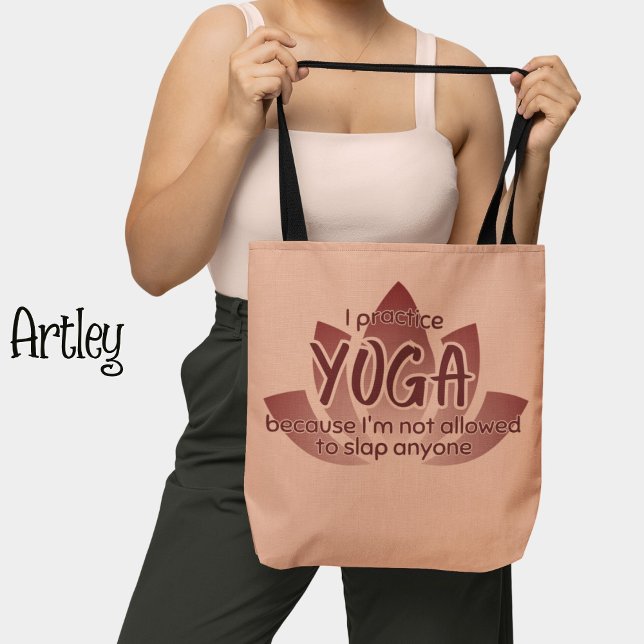Funny Phrase Rosa Lotus Flower Yoga Tygkasse (Skapare uppladdad)