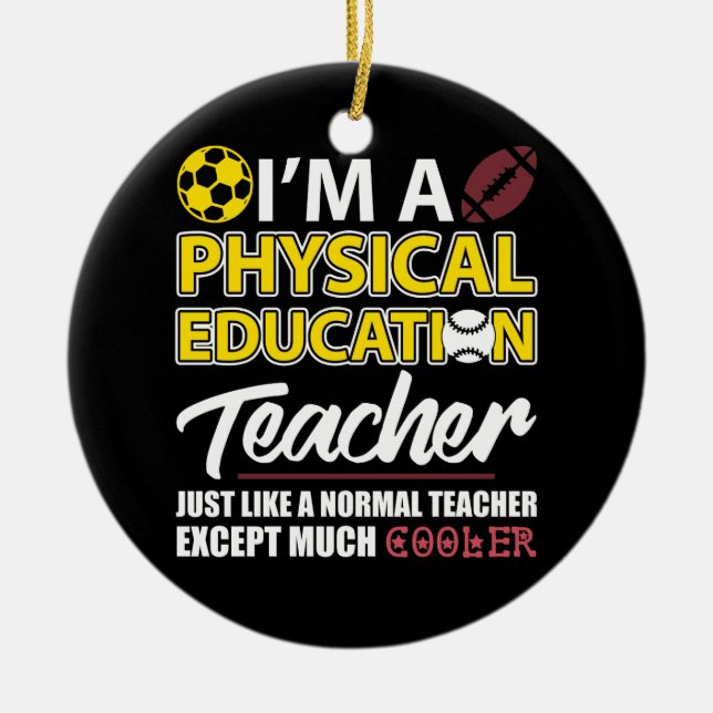 Funny Physical Education PE Teacher Apprecision D Julgransprydnad Keramik (Framsidan)