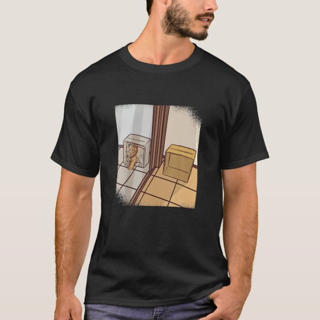 Funny Physics Schrodingers Cat Paradox Box Spegel T Shirt (Framsida)