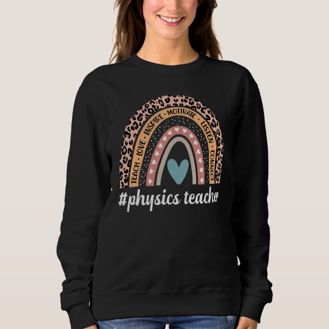 Funny Physics Teacher Rainbow Leopard Science Phys T Shirt (Framsida)