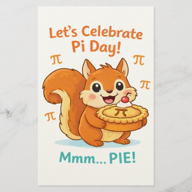 Funny Pi Day Animal with Pie – Math Lover Gift Brevpapper (Framsida)