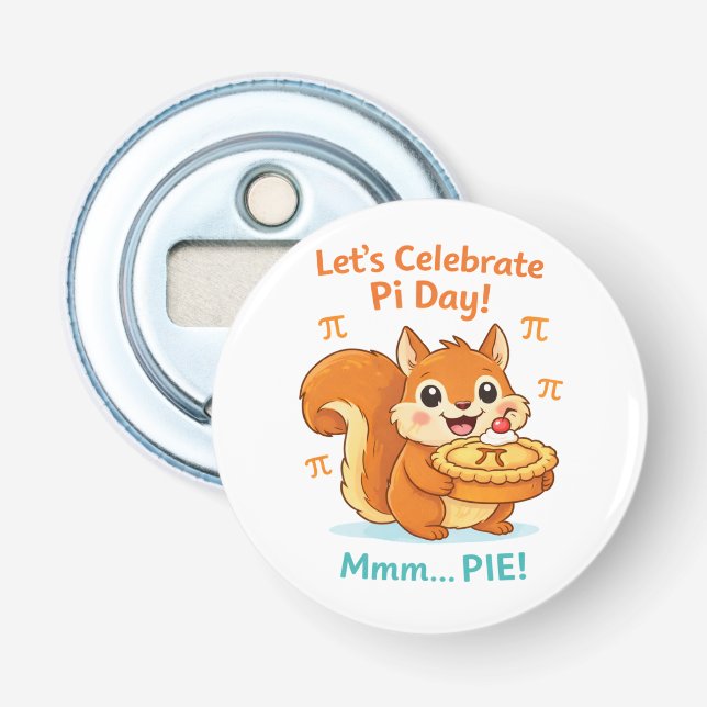 Funny Pi Day Animal with Pie – Math Lover Gift Flasköppnare (Framsidan)