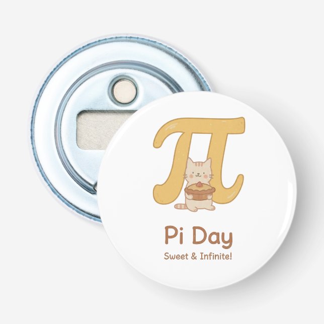 Funny Pi Day Animal with Pie – Math Lover Gift Flasköppnare (Framsidan)