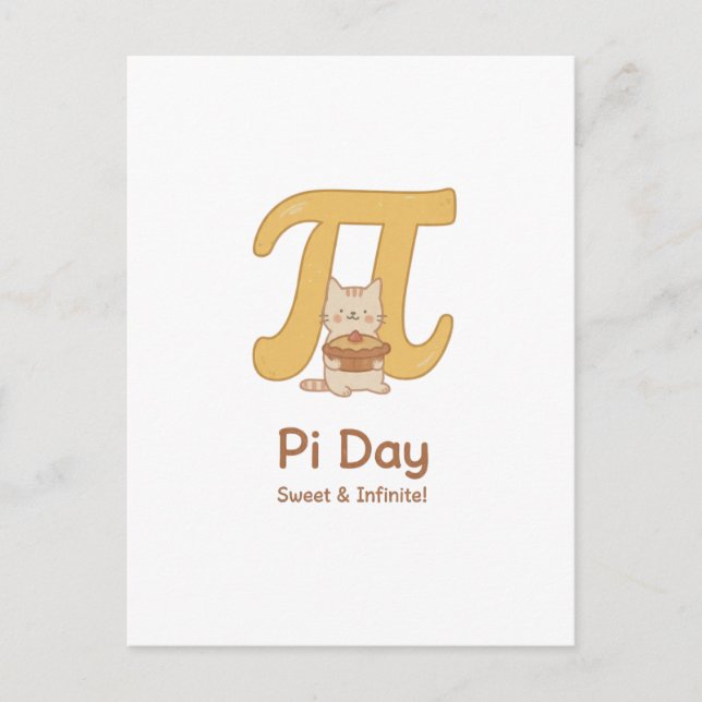 Funny Pi Day Animal with Pie – Math Lover Gift Helg Vykort (Framsida)