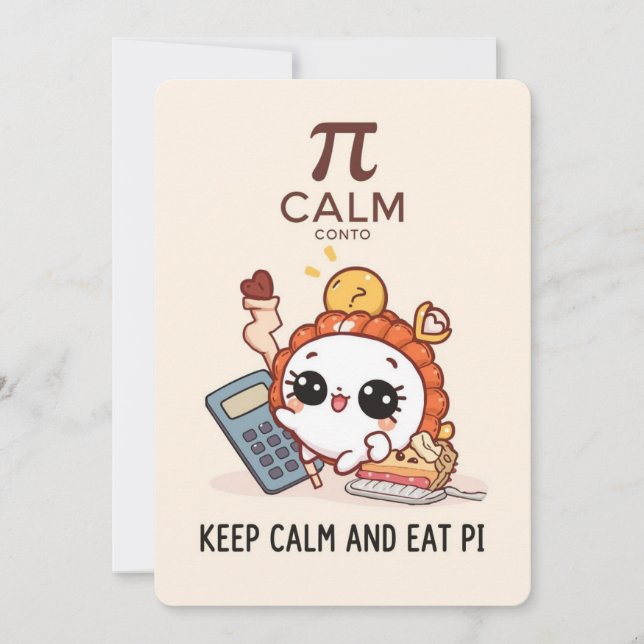 Funny Pi Day Cute Pie Cartoon Design Julkort (Framsida)
