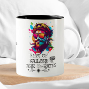 Funny Pi Day Math Geek Nerd Sailor Pirat Två-Tonad Mugg