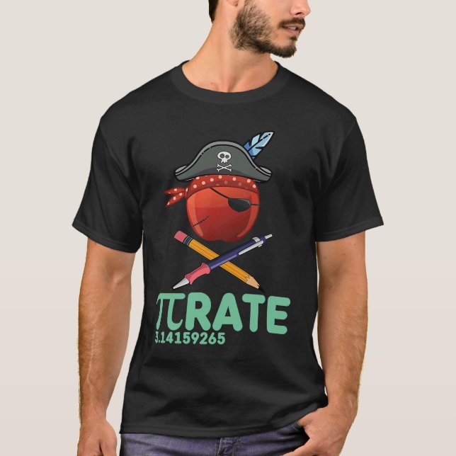 Funny Pi Day Pirate Apple Costume Math Teacher Boy T Shirt (Framsida)