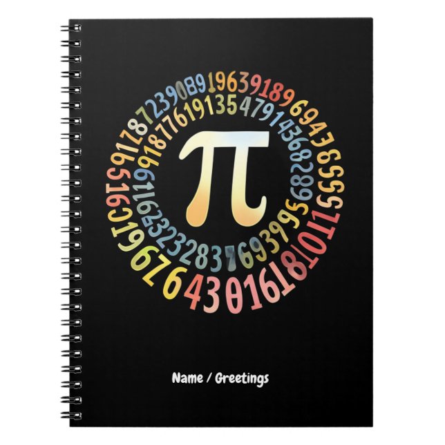 Funny Pi Day Spiral Numbers Coola Matematisk Anteckningsbok (Framsidan)