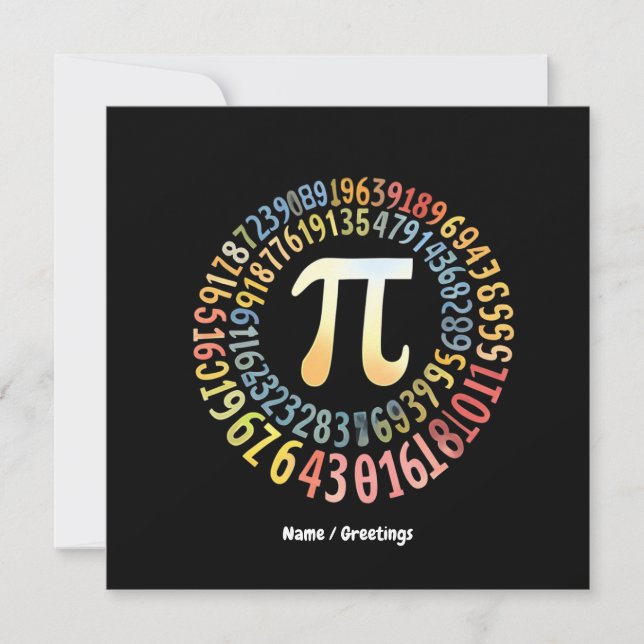 Funny Pi Day Spiral Numbers Coola Matematisk Inbjudningar (Framsida)