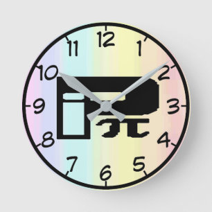 Funny Pi greek Brev-symbol Logotyp Rund Klocka