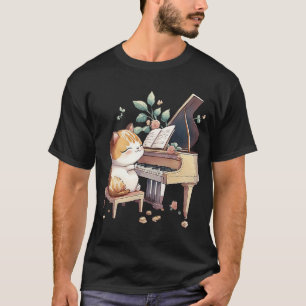 Funny Piano Music Cat Manar Women Kids Cat Piano L T Shirt