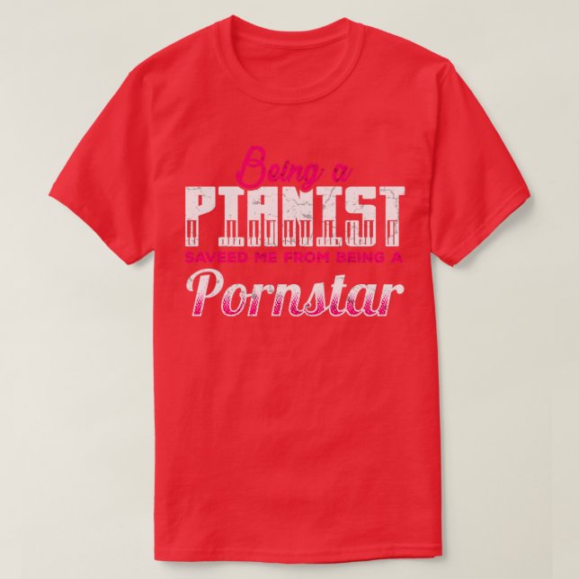 Funny Piano Player T Shirt (Design framsida)