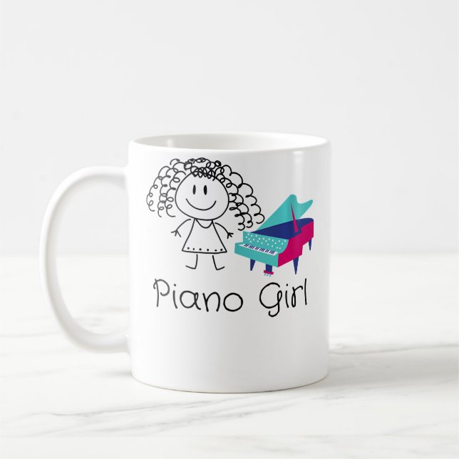 Funny Piano Player Tee For Women Girls Music Piano Kaffemugg (Vänster)