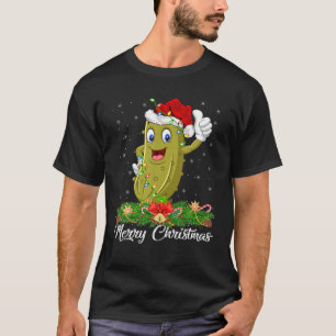 Funny Pickle Fruit Älskare Matching Santa Hat Pic T Shirt