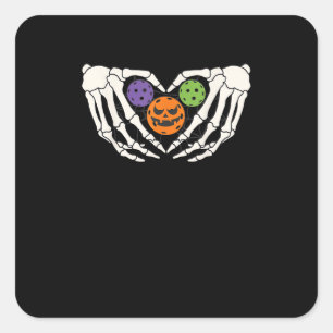 Funny Pickle Halloween Skeleton Händer Heart Pumpk Fyrkantigt Klistermärke
