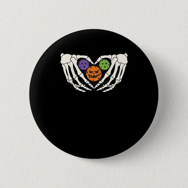 Funny Pickle Halloween Skeleton Händer Heart Pumpk Knapp (Framsida)