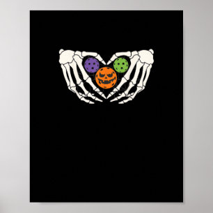 Funny Pickle Halloween Skeleton Händer Heart Pumpk Poster