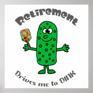 Funny Pickle Pickleball Player Pension Tecknad Poster