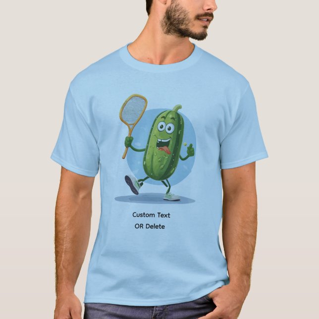 Funny Pickle Playing Pickleball Custom Text T Shirt (Framsida)