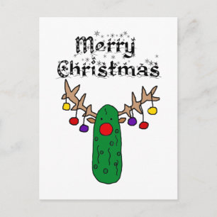 Funny Pickle Reindeer God jul Art Vykort